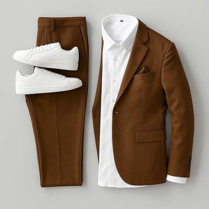 Menâs Smart Casual Blazer Suit Set - Brown, Maroon, Navy & Royal Blue - Image 1 of 4